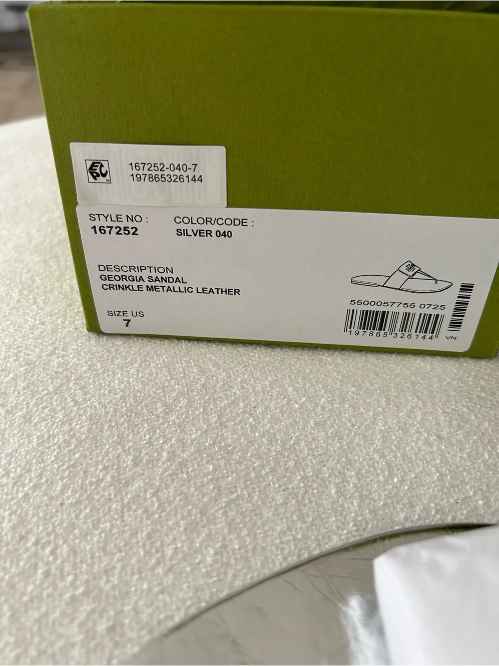Tory Burch Silver Metallic Slide Sandals with Gold Logo
